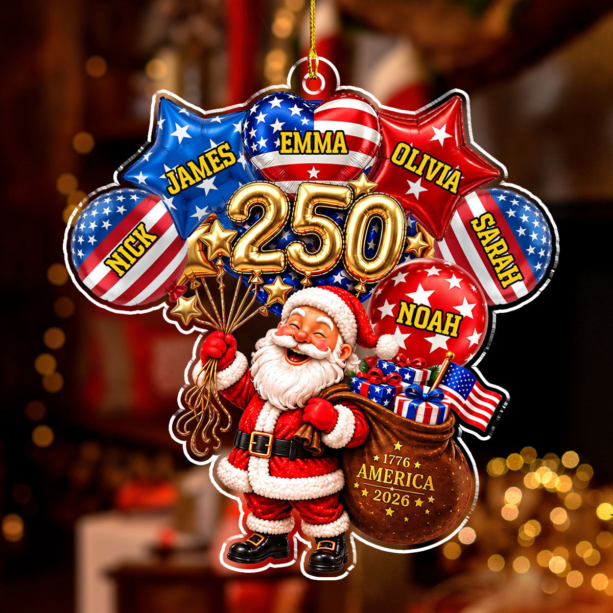 Cheers To 250 American Years - Personalized Acrylic Ornament