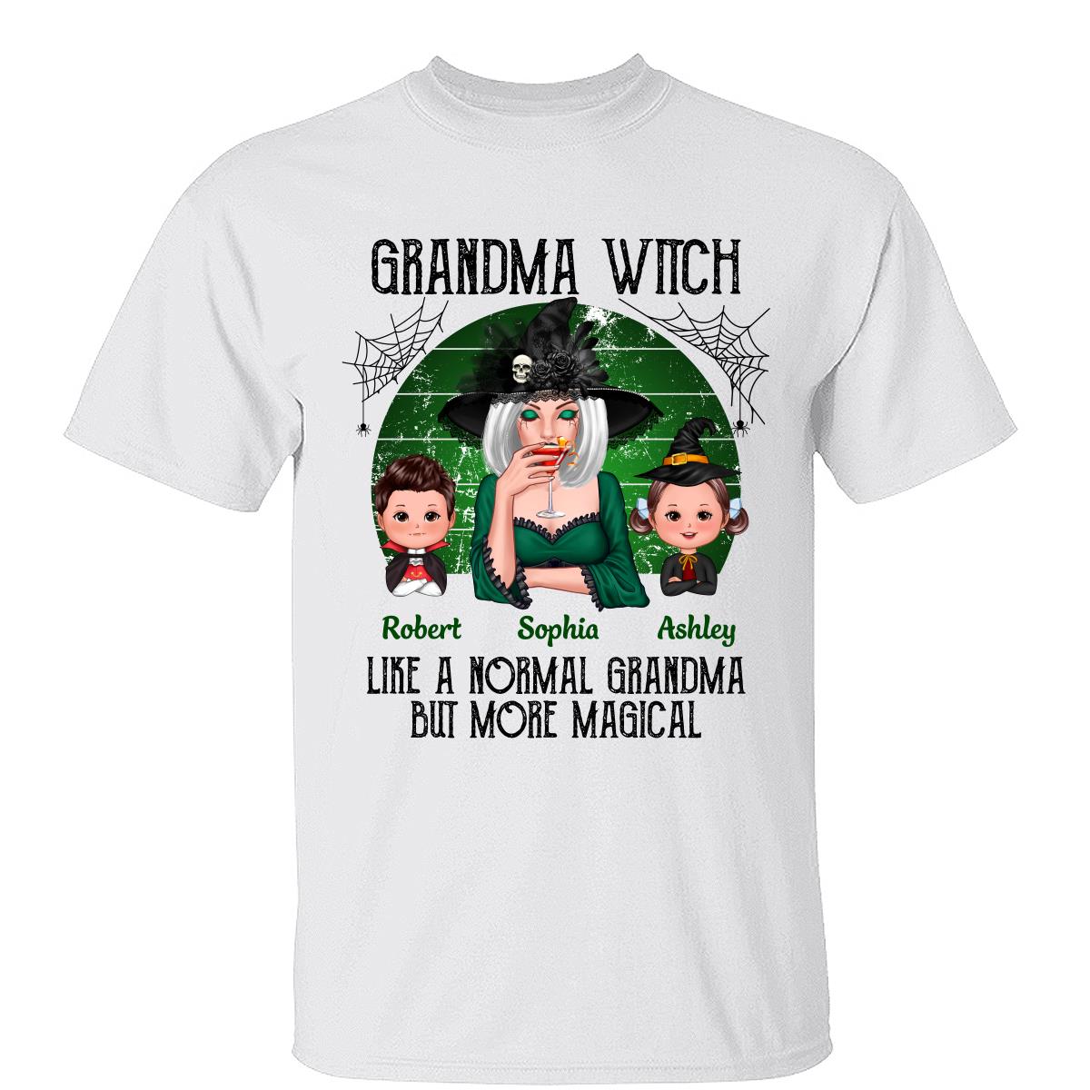 Green Retro Grandma Witch Personalized Classic Tee - White