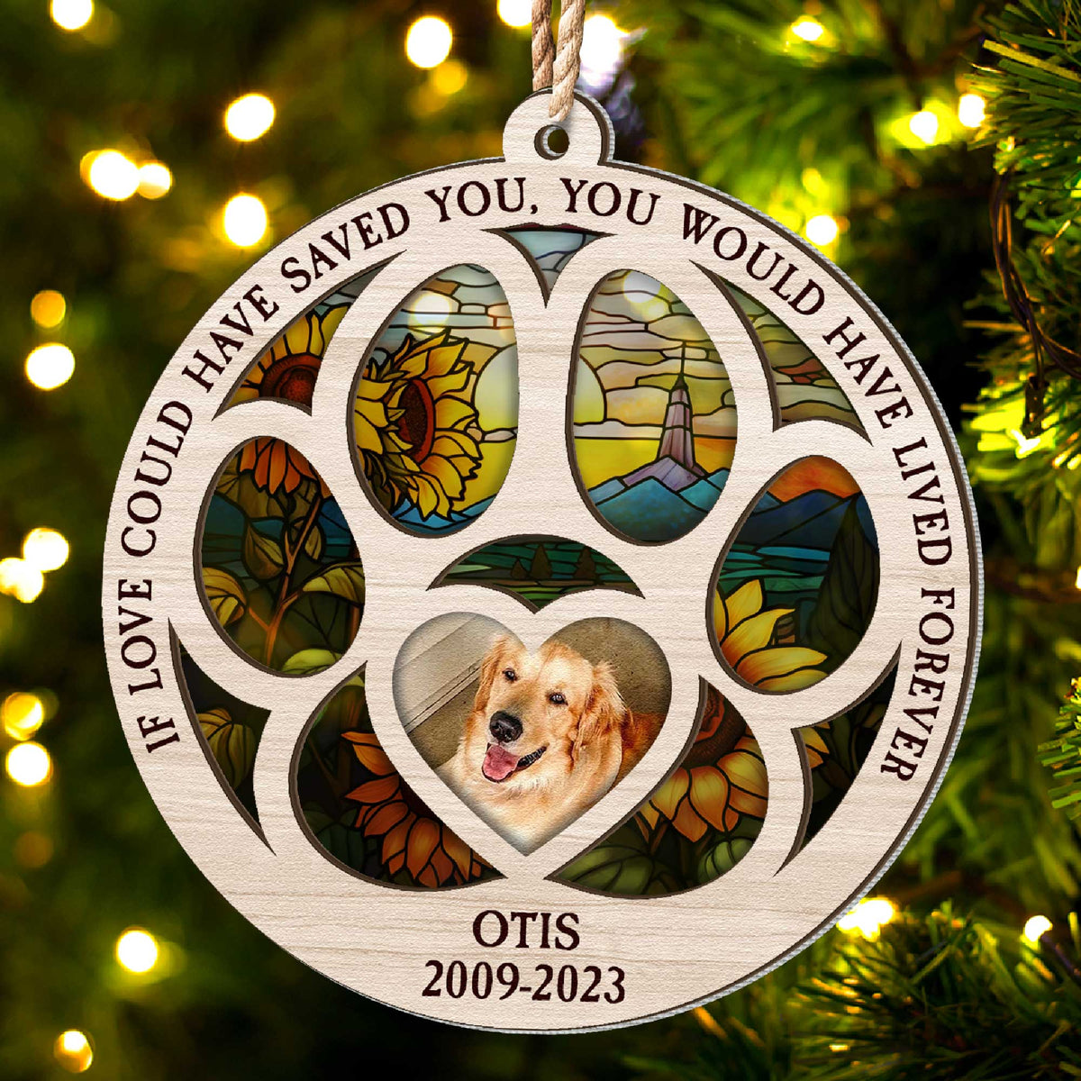 Photo suncatcher ornament for a dog who passed away