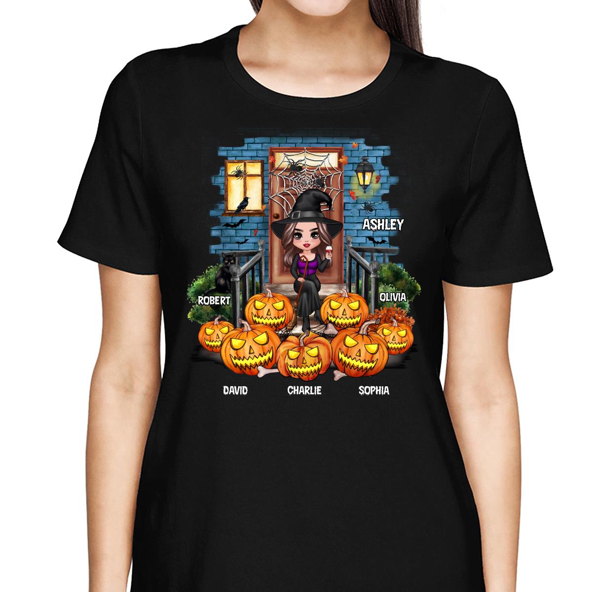 Halloween Pumpkins Front Porch Personalized Shirt