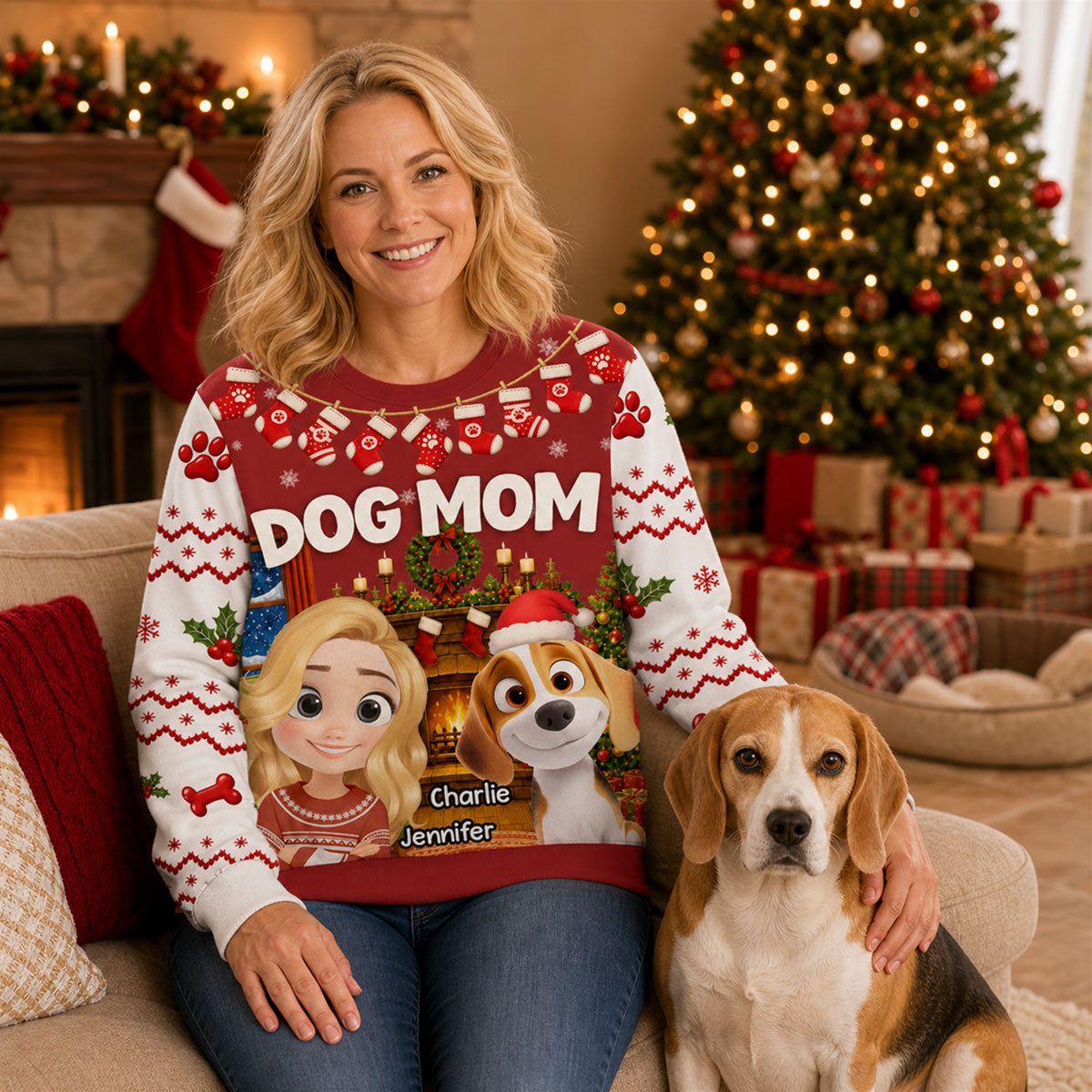 The Christmas Pawrents - Personalized All-Over-Print Sweatshirt