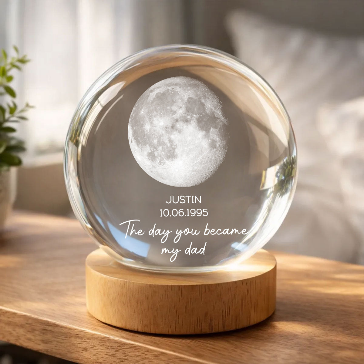 The Day You Became My Mom - Personalized Crystal Ball LED Night Light