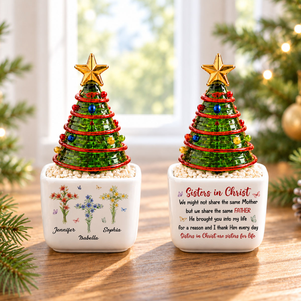 Blessed By Faith - Personalized Glass Christmas Tree