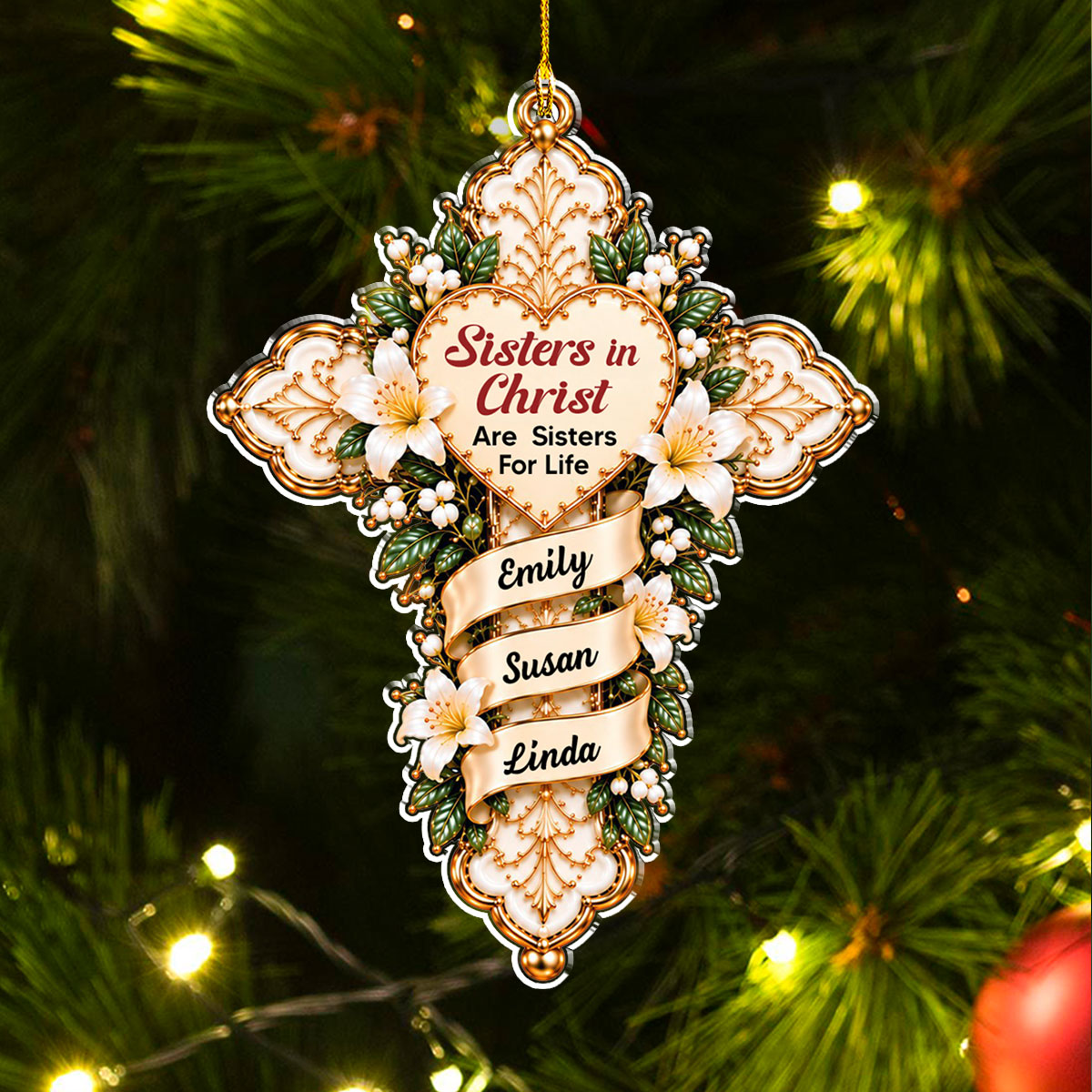 My Sisters In Christ ornament with lights