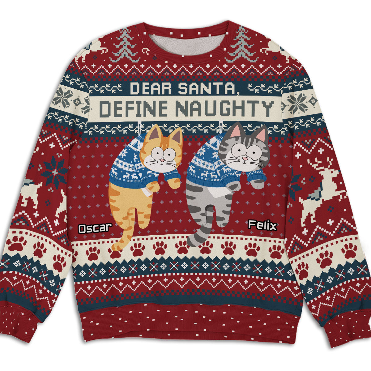 Hanging Cat Ver Christmas - Personalized All-Over-Print Sweatshirt
