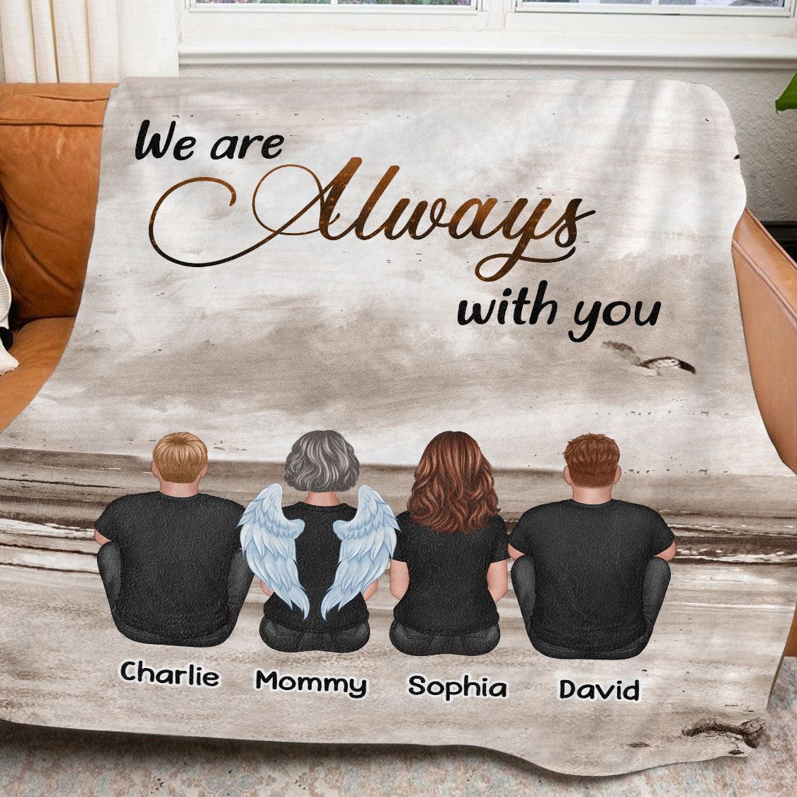 Always With You Sky Family Members Memorial - Personalized Fleece Blanket
