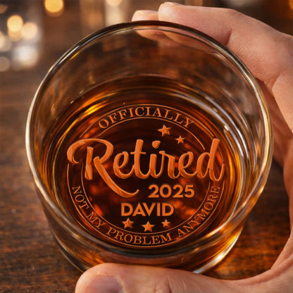 Every Sip Tastes Like It's Not My Problem Anymore Palm Tree Beach - Personalized Whiskey Glass - RETIRE015_PRIWI