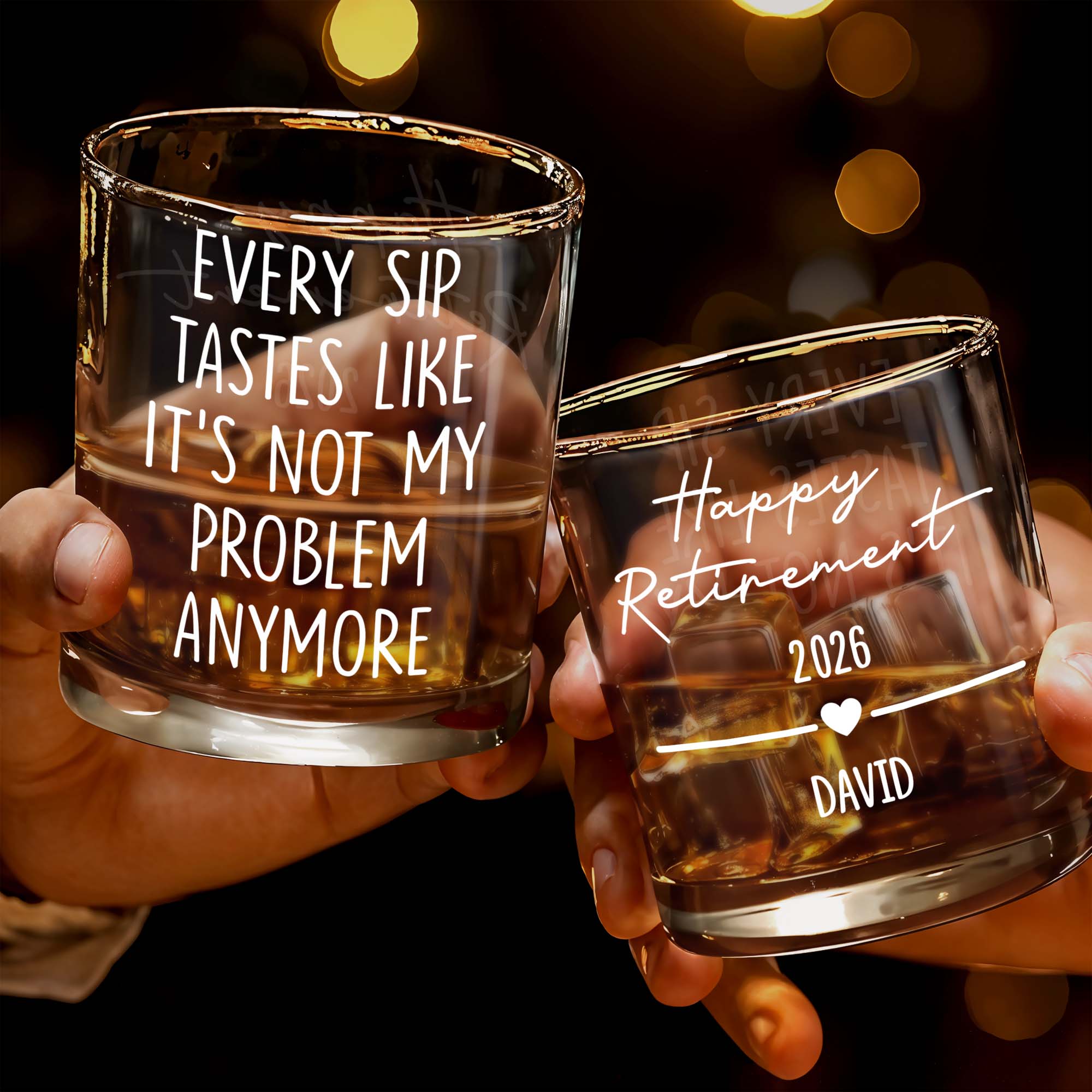 Every Sip Tastes Like It's Not My Problem Anymore - Personalized Custom Whiskey Glass - RETIRE015_RWG