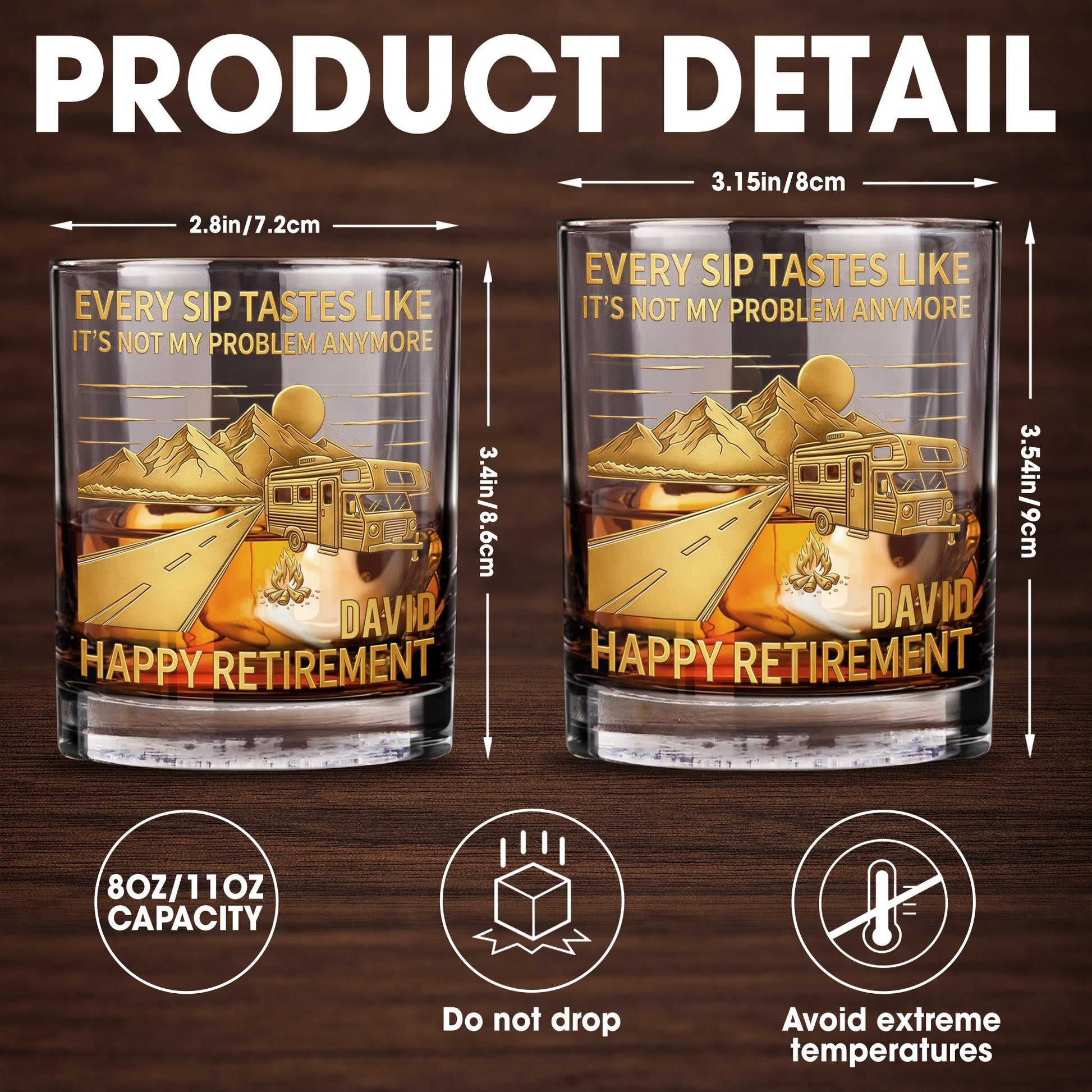 Every Sip Tastes Like It's Not My Problem Anymore, Happy Retirement - Personalized Custom Whiskey Glass - RETIRE022_RWG