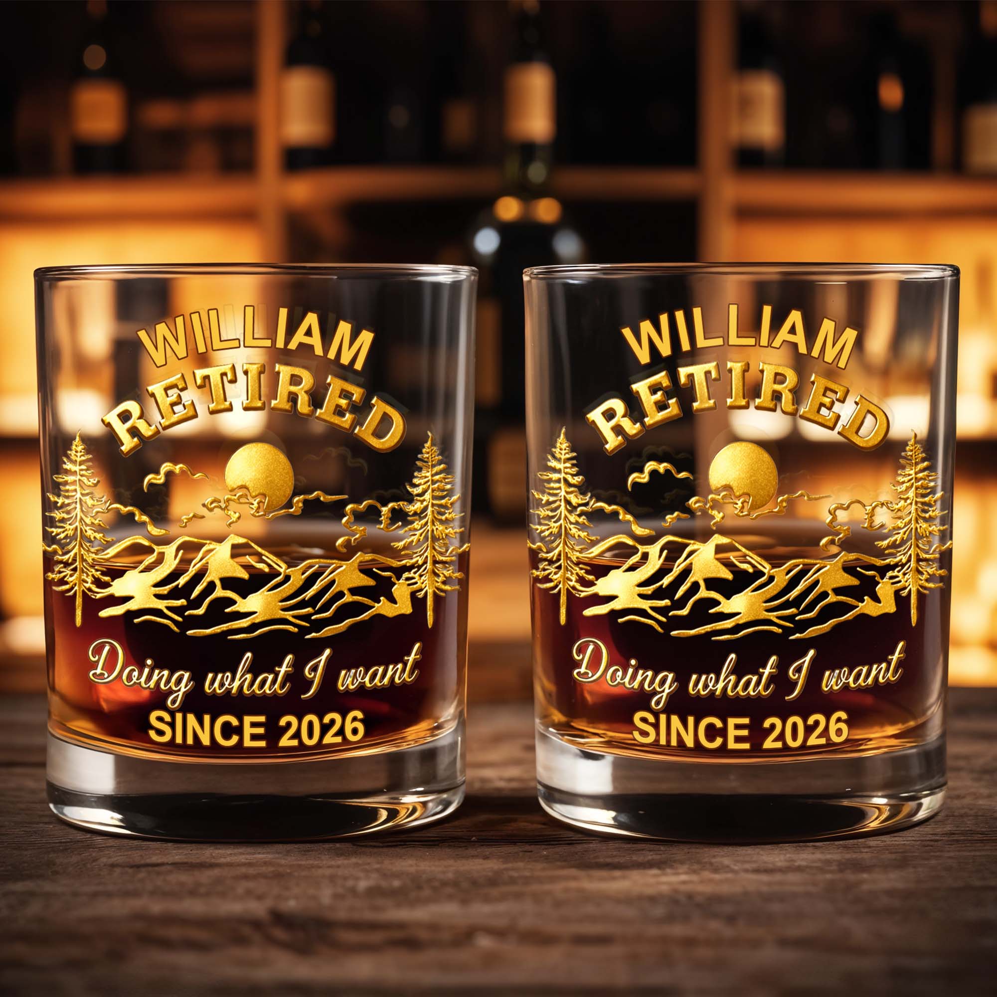 Doing What I Want, Trees And Running Deer - Personalized Custom Whiskey Glass - RETIRE023_RWG