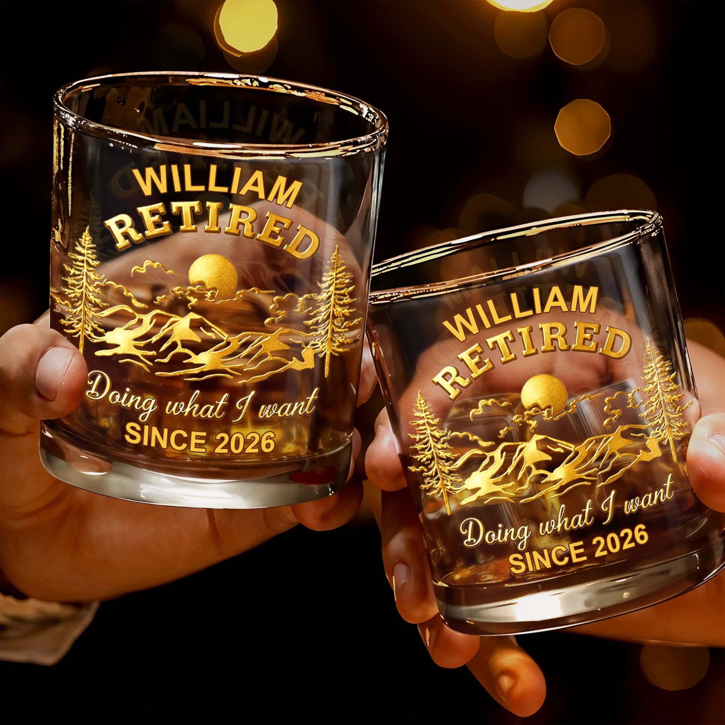 Doing What I Want, Trees And Running Deer - Personalized Custom Whiskey Glass - RETIRE023_RWG