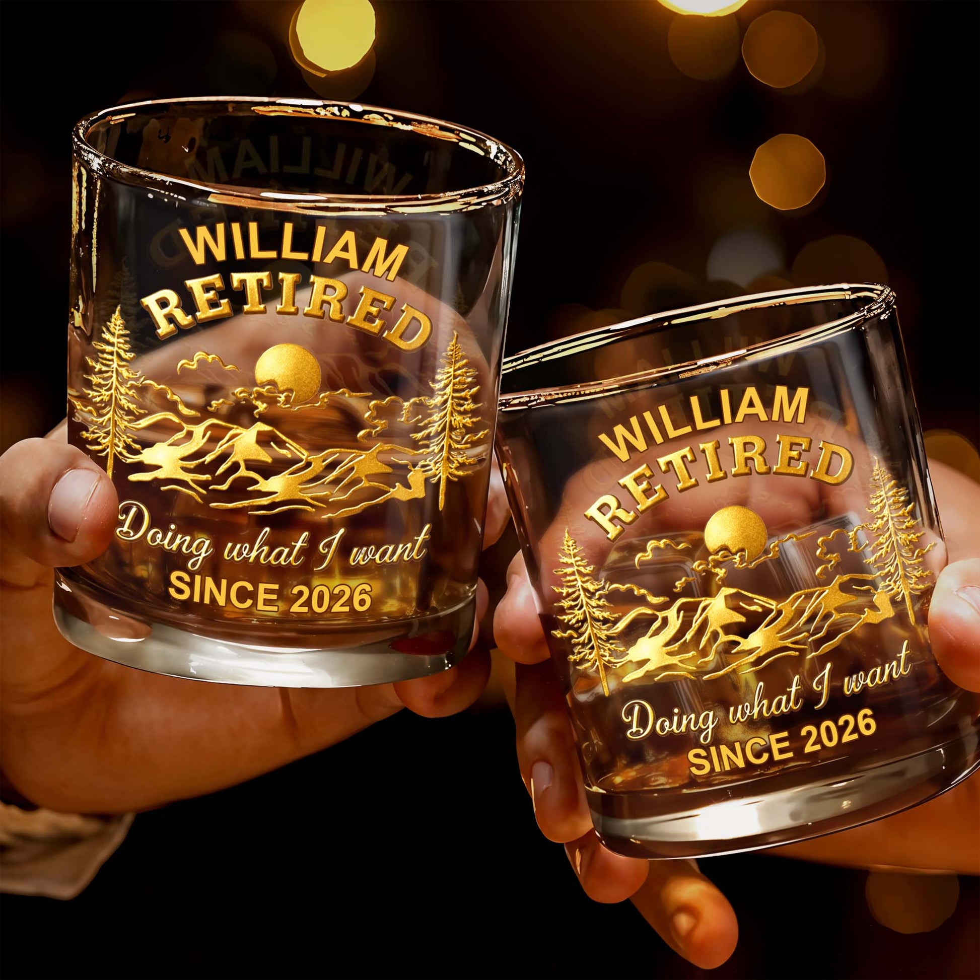 Doing What I Want, Trees And Running Deer - Personalized Custom Whiskey Glass - RETIRE023_RWG