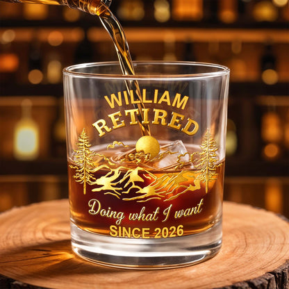 Doing What I Want, Trees And Running Deer - Personalized Custom Whiskey Glass - RETIRE023_RWG