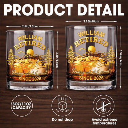 Doing What I Want, Trees And Running Deer - Personalized Custom Whiskey Glass - RETIRE023_RWG