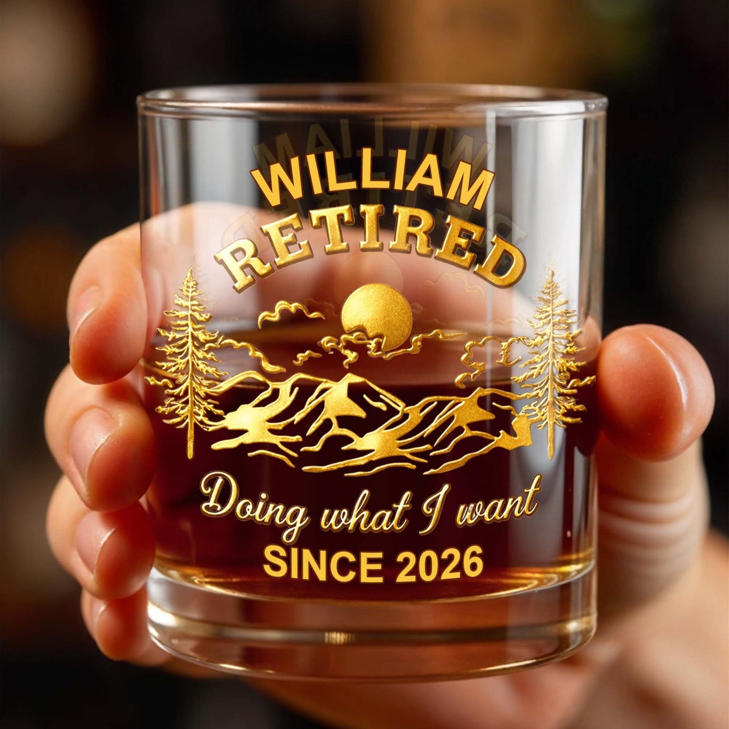 Doing What I Want, Trees And Running Deer - Personalized Custom Whiskey Glass - RETIRE023_RWG