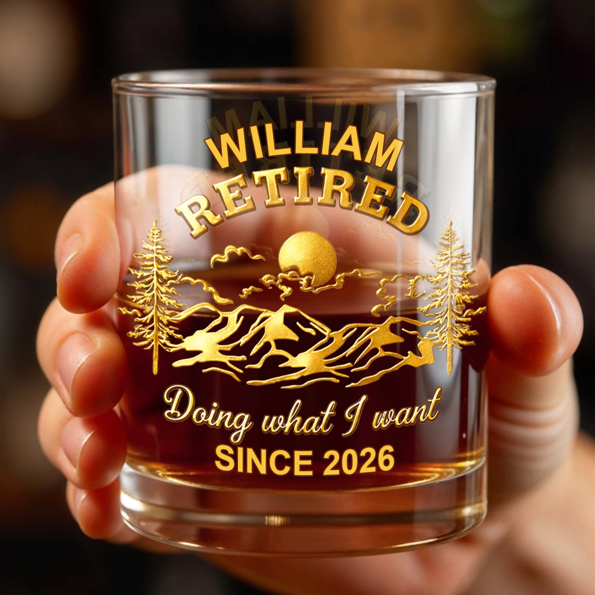 Doing What I Want, Trees And Running Deer - Personalized Custom Whiskey Glass - RETIRE023_RWG