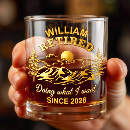 Doing What I Want, Trees And Running Deer - Personalized Custom Whiskey Glass - RETIRE023_RWG