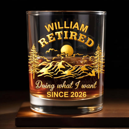 Doing What I Want, Trees And Running Deer - Personalized Custom Whiskey Glass - RETIRE023_RWG