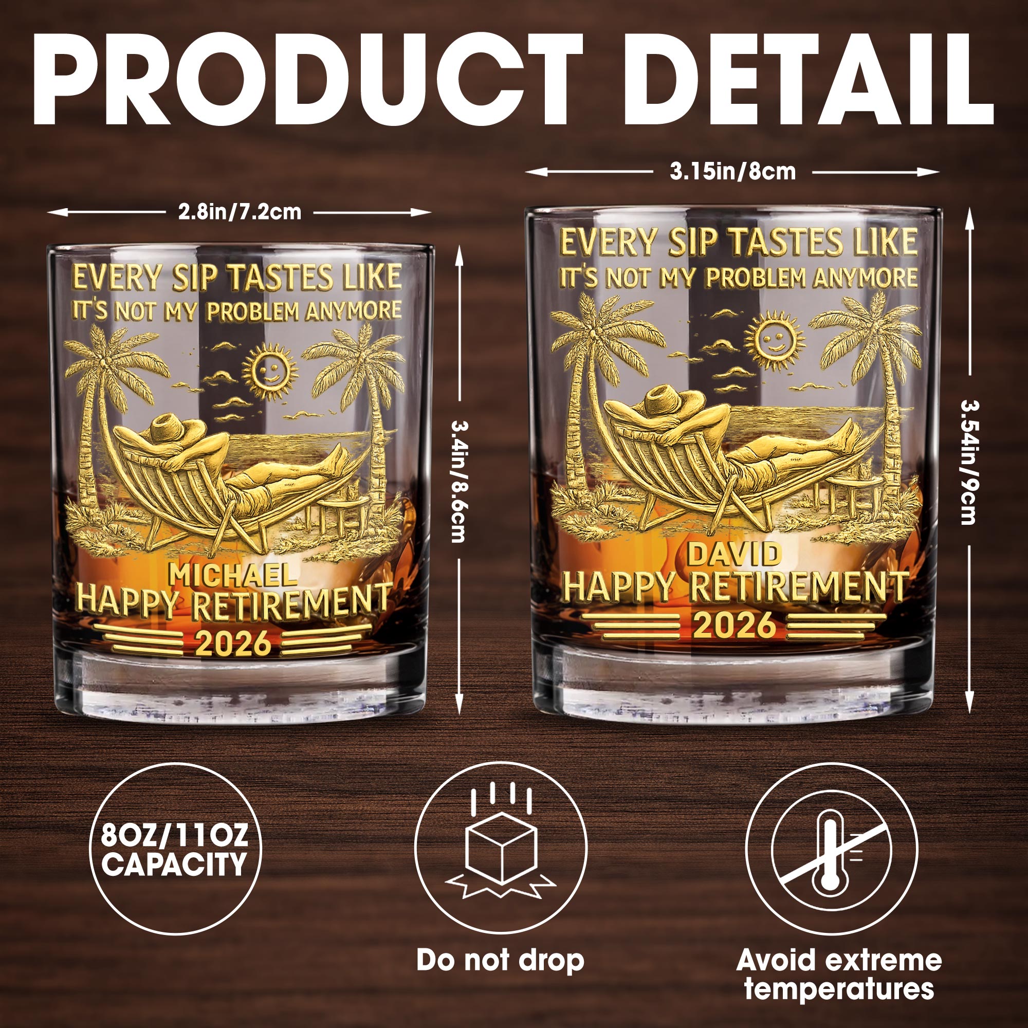 Every Sip Tastes Like It's Not My Problem - Personalized Custom Whiskey Glass - RETIRE026_RWG