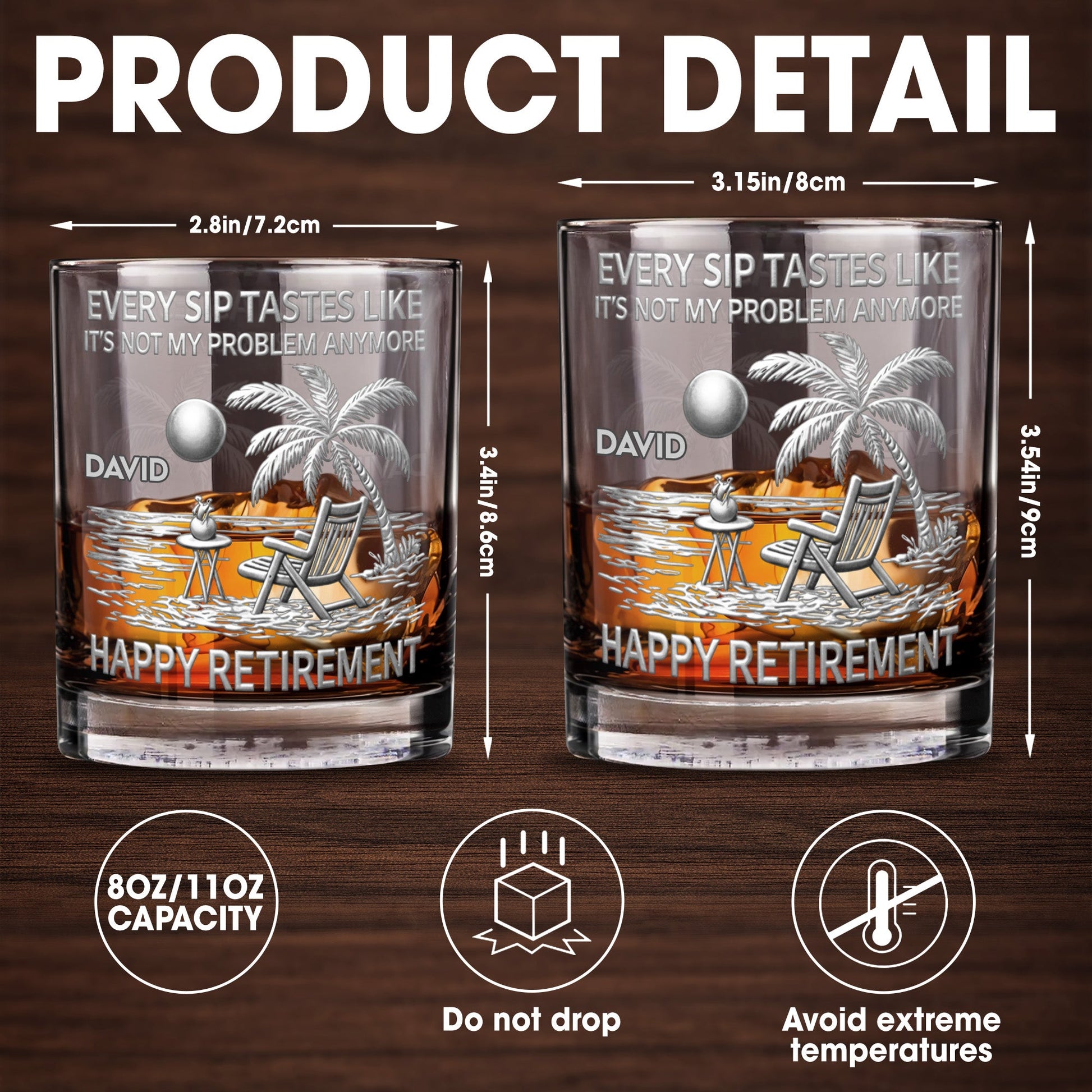 Every Sip Tastes Like It's Not My Problem Anymore, Palm Tree and Beach Chair - Personalized Custom Whiskey Glass - RETIRE028_RWG
