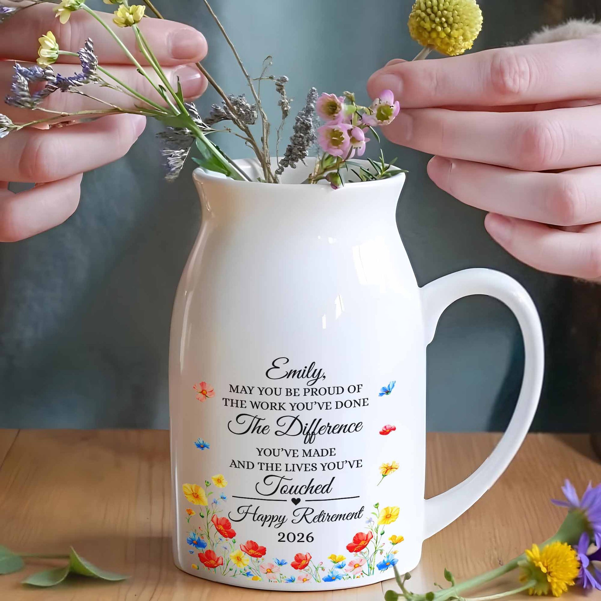 May You Be Proud Flowers And Butterfly - Personalized Ceramic Flower Vase