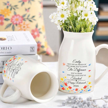 May You Be Proud Flowers And Butterfly - Personalized Ceramic Flower Vase