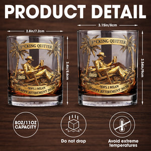 Effing Quitter Happy Retirement Palm Trees and Relaxation - Personalized Custom Whiskey Glass - RETIRE031_RWG