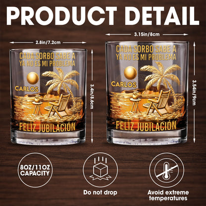Cada Sorbo Sabe A Palm Tree Beach Chair - Personalized Custom Whiskey Glass - RETIRE036_RWG