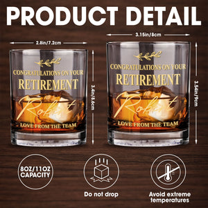 Congratulations On Your Retirement Olive Branch Retirement Gift - Personalized Custom Whiskey Glass - RETIRE037_RWG