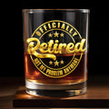 Officially Retired Not My Problem Anymore With Gold Stars - Personalized Custom Whiskey Glass - RETIRE040_RWG