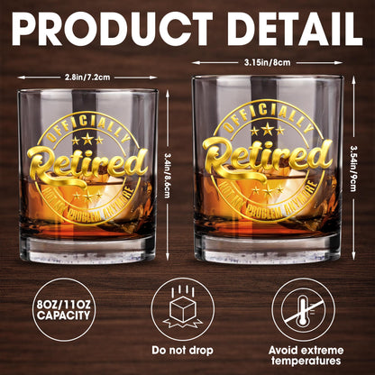 Officially Retired Not My Problem Anymore With Gold Stars - Personalized Custom Whiskey Glass - RETIRE040_RWG