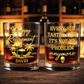 Happy Retirement Every Sip Tastes Like Not My Problem Palm Tree Skull - Personalized Custom Whiskey Glass - RETIRE042_RWG