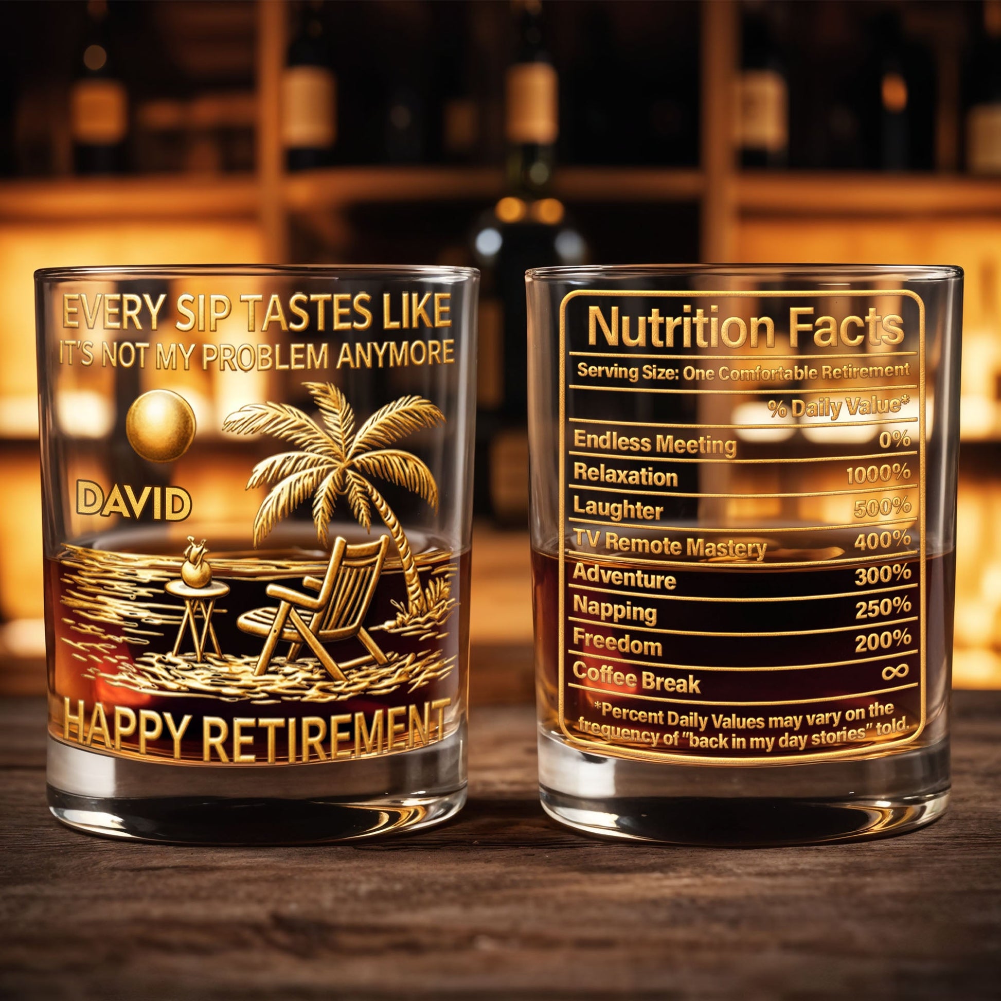Every Sip Tastes Like It Is Not My Problem Anymore Retirement Beach Chair - Personalized Custom Whiskey Glass - RETIRE050_RWG