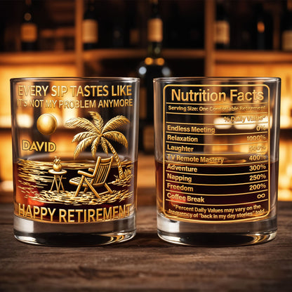 Every Sip Tastes Like It Is Not My Problem Anymore Retirement Beach Chair - Personalized Custom Whiskey Glass - RETIRE050_RWG