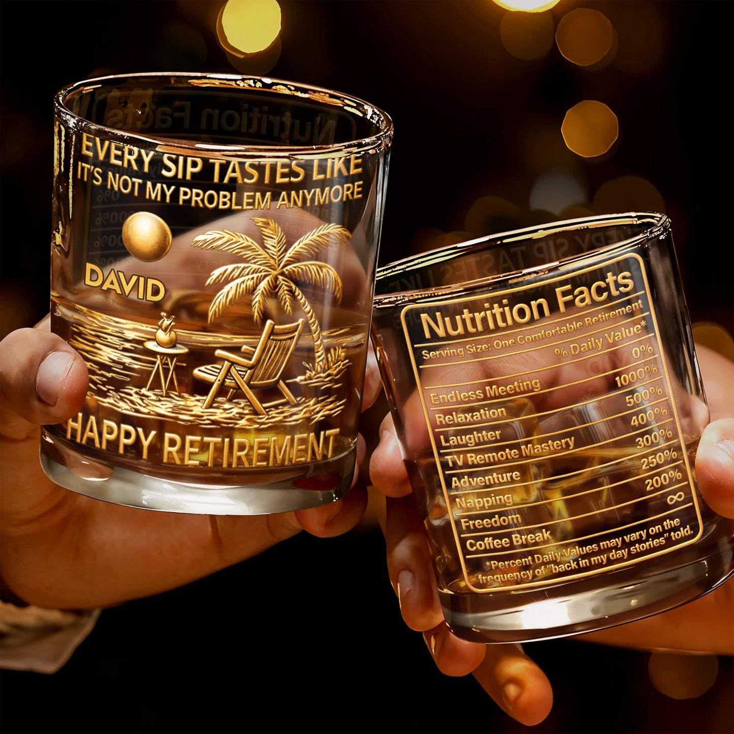Every Sip Tastes Like It Is Not My Problem Anymore Retirement Beach Chair - Personalized Custom Whiskey Glass - RETIRE050_RWG