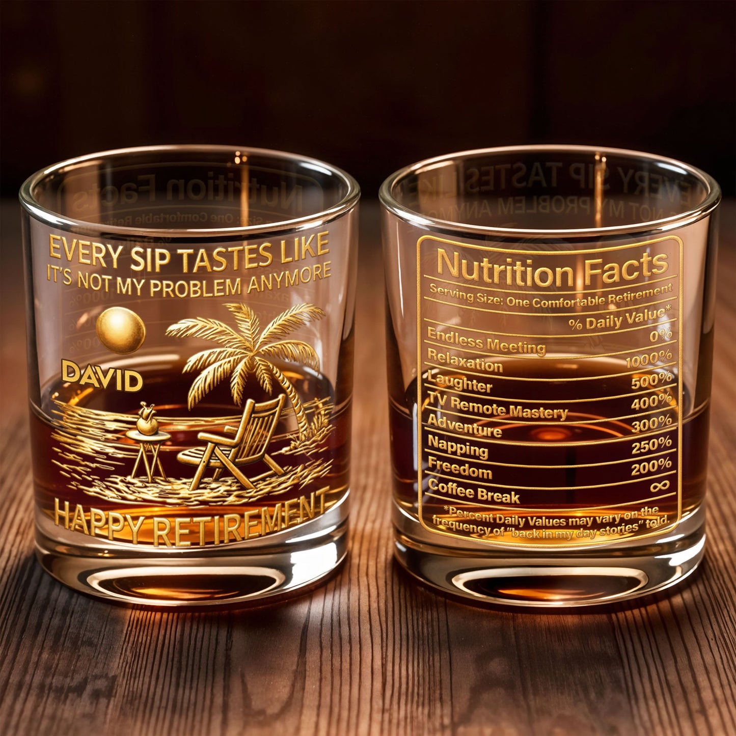 Every Sip Tastes Like It Is Not My Problem Anymore Retirement Beach Chair - Personalized Custom Whiskey Glass - RETIRE050_RWG