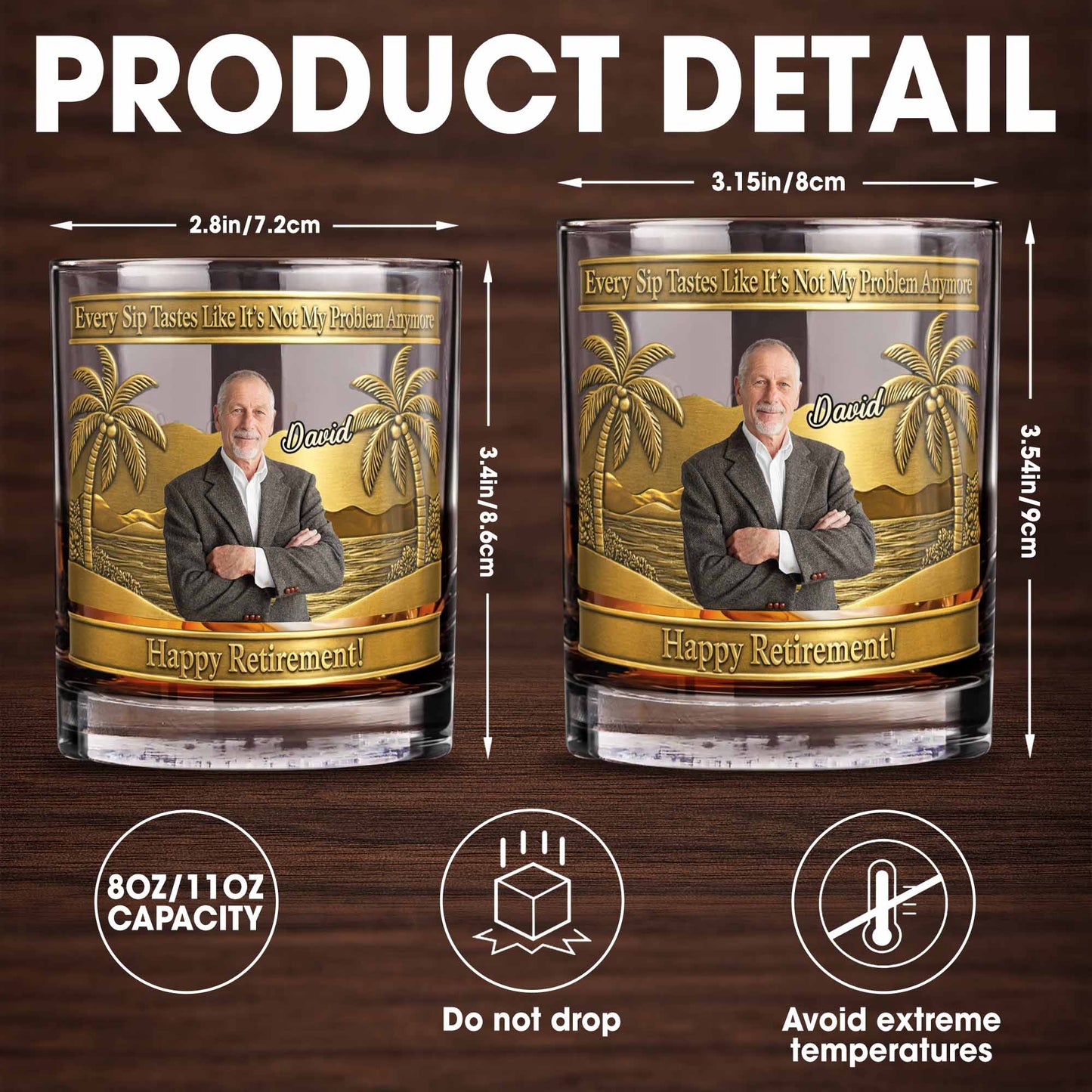 Every Sip Tastes Like It's Not My Problem Palm Tree Retirement - Personalized Custom Whiskey Glass - RETIRE056_RWG