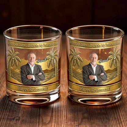 Every Sip Tastes Like It's Not My Problem Palm Tree Retirement - Personalized Custom Whiskey Glass - RETIRE056_RWG