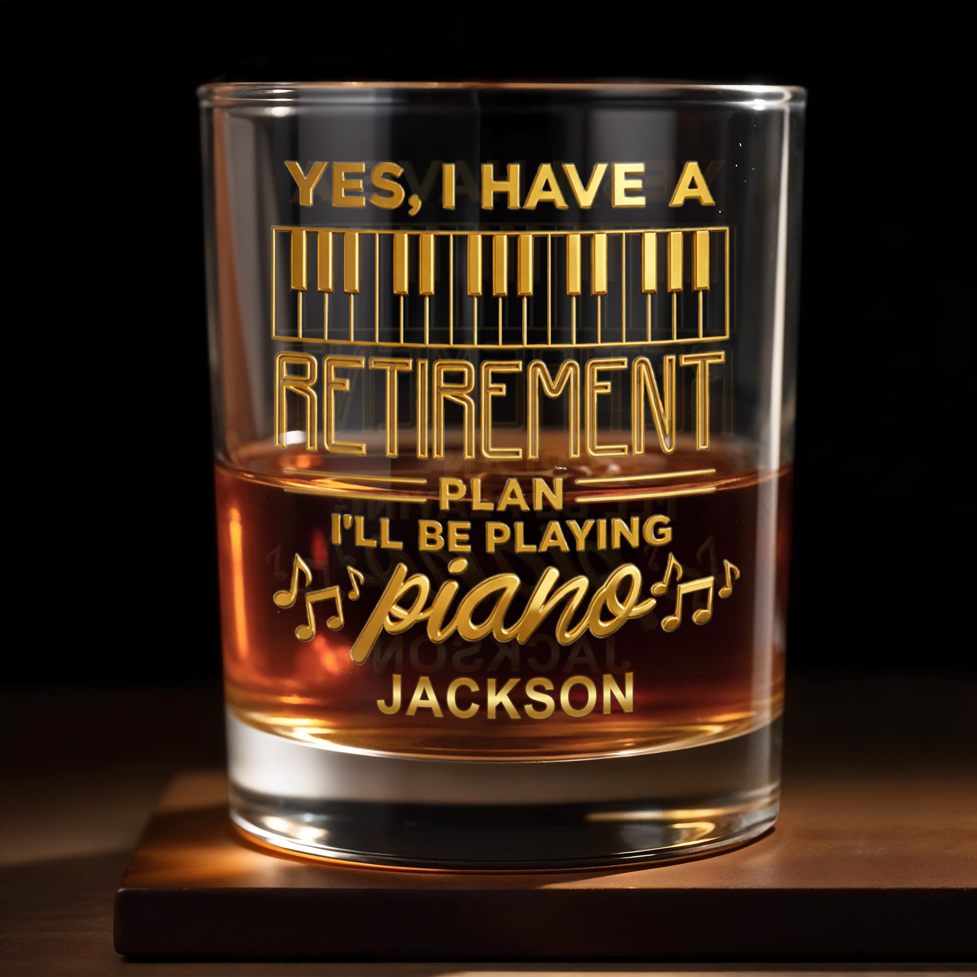 Yes I Have A Retirement Plan Playing Piano Keys Musical Notes - Personalized Custom Whiskey Glass - RETIRE093_RWG