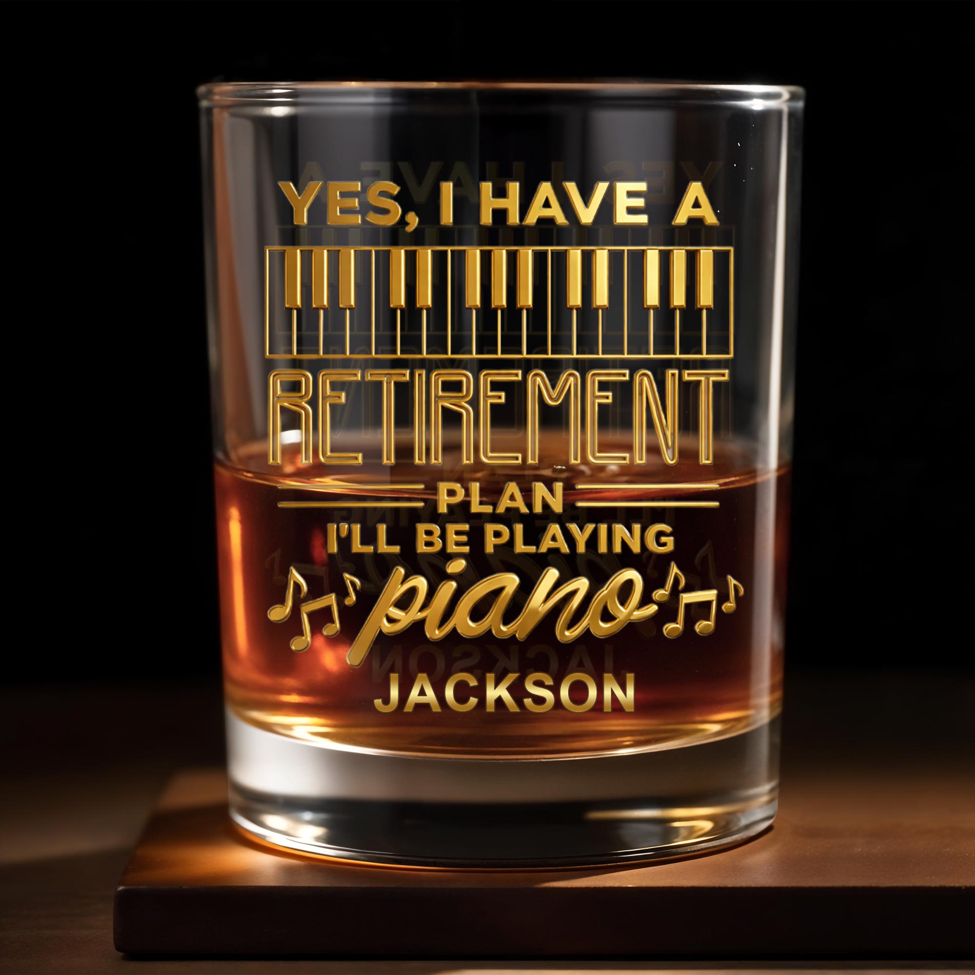Yes I Have A Retirement Plan Playing Piano Keys Musical Notes - Personalized Custom Whiskey Glass - RETIRE093_RWG