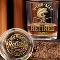 O-Fish-Ally Retired Gone Fishing Permanently With Fish And Rods - Personalized Whiskey Glass - RETIRE095_PRIWI