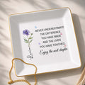Never Underestimate The Difference Enjoy The Next Chapter Flower Butterflies - Personalized Custom Jewelry Dish, Square Ceramic Dish - RETIRE115_SCRD