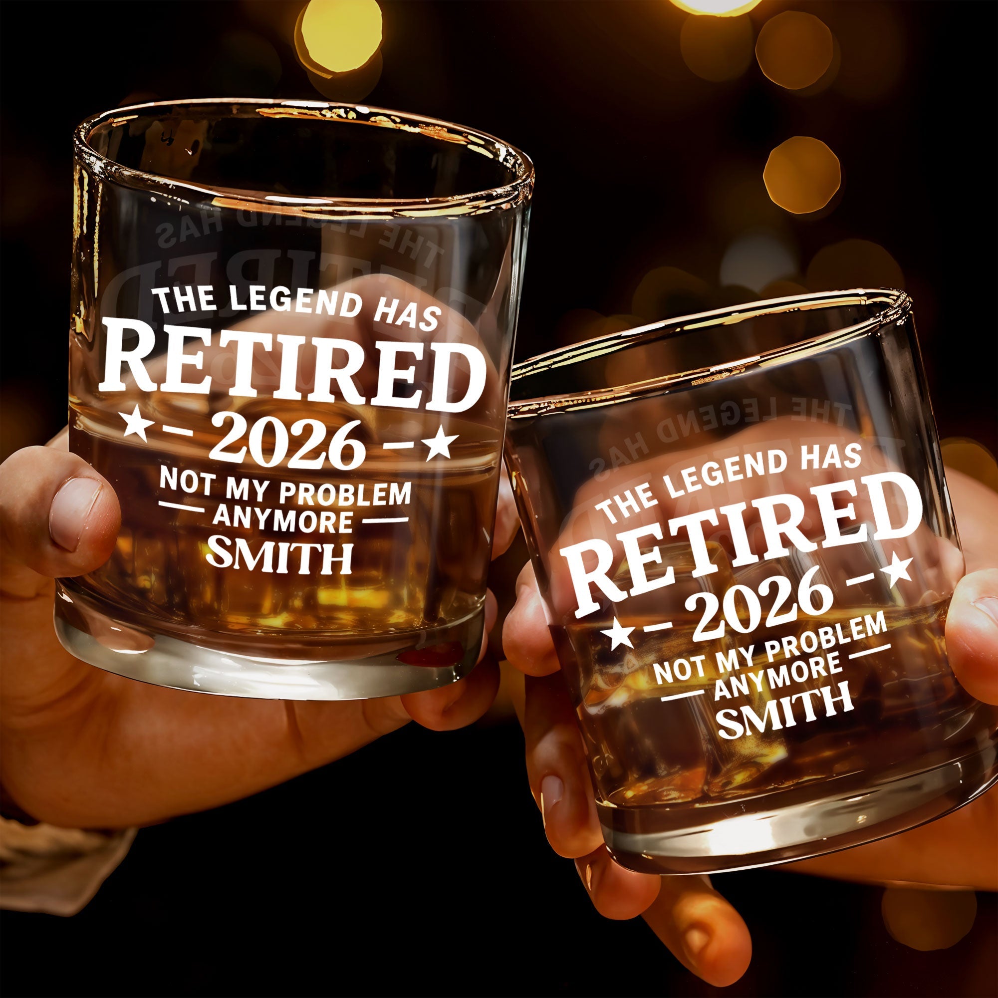 The Legend Has Retired Not My Problem Anymore With Stars - Personalized Custom Whiskey Glass - RETIRE120_RWG