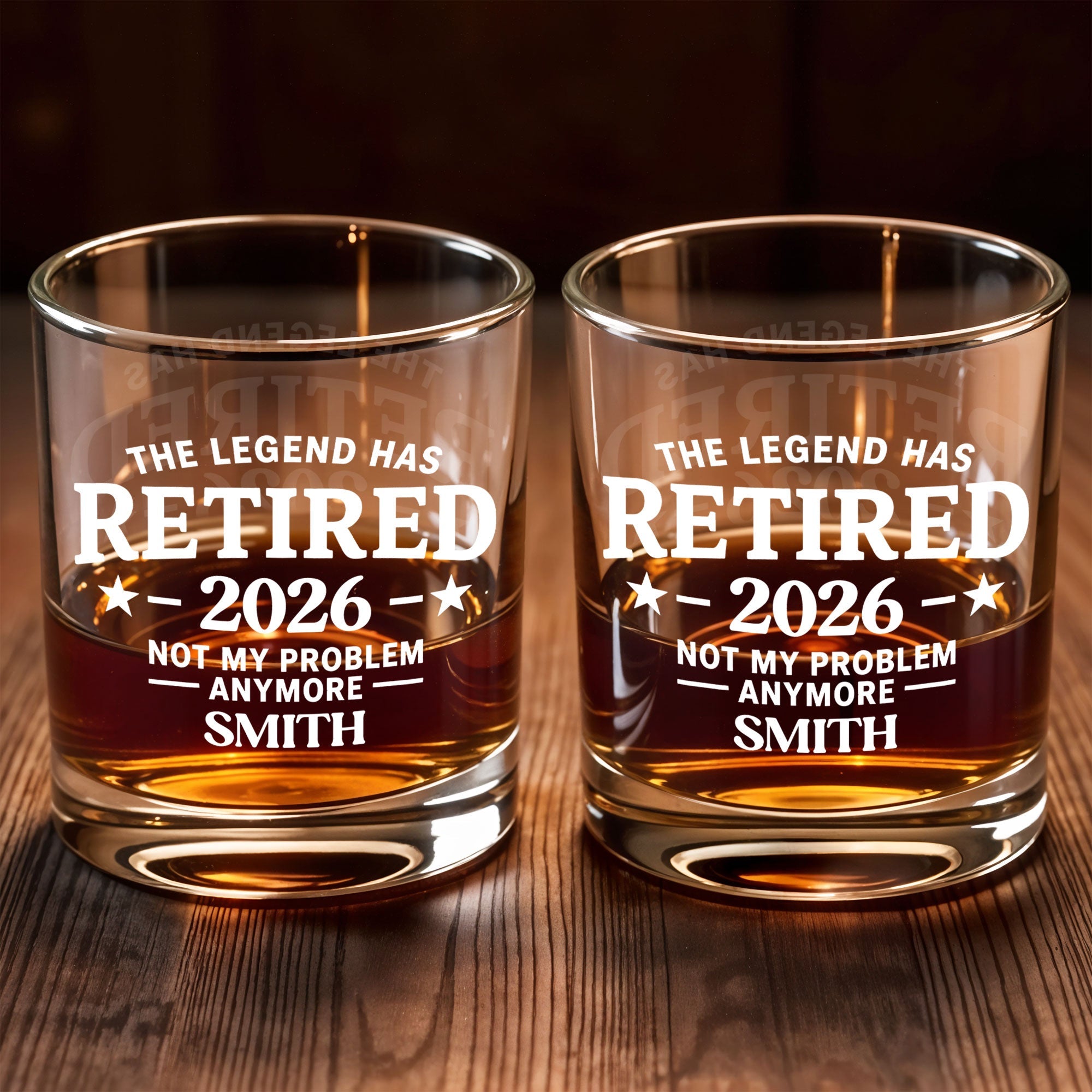 The Legend Has Retired Not My Problem Anymore With Stars - Personalized Custom Whiskey Glass - RETIRE120_RWG