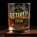 Official Member The Retired Club With Gold Effect Vintage Badge Design - Personalized Custom Whiskey Glass - RETIRE138_RWG