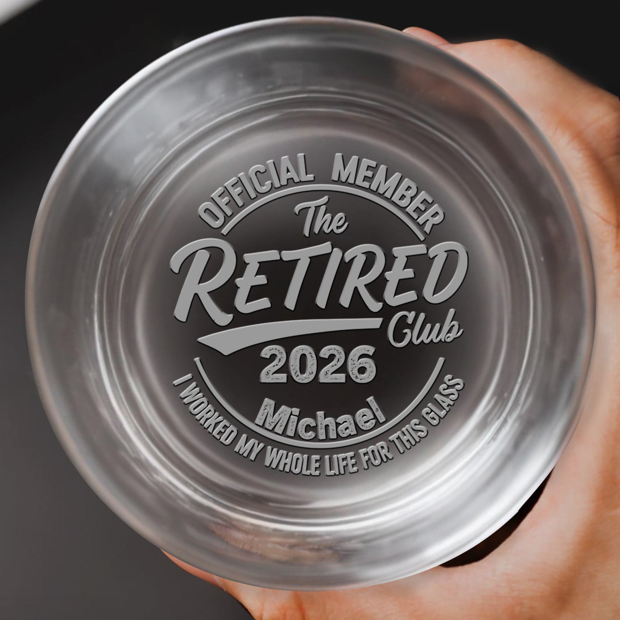 Official Member The Retired Club Worked My Whole Life For This Glass - Personalized Engraved Whiskey Glass - RETIRE185_EWG
