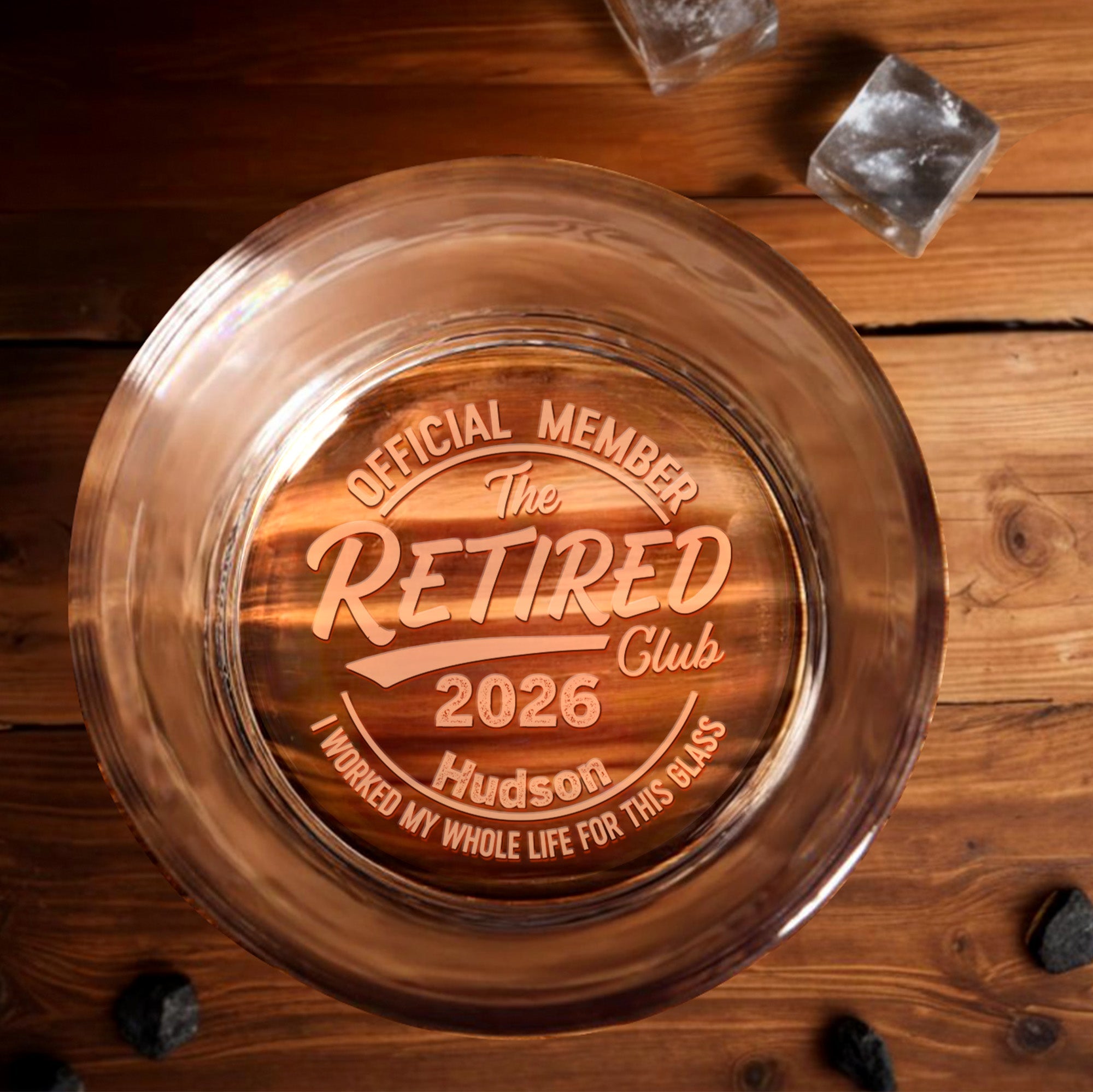 Official Member The Retired Club Worked My Whole Life For This Glass - Personalized Engraved Whiskey Glass - RETIRE185_EWG