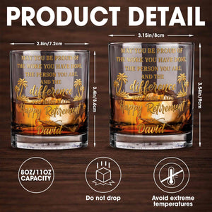 May You Be Proud Happy Retirement With Tropical Palm Trees - Personalized Custom Whiskey Glass - RETIRE212_RWG