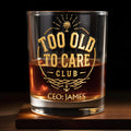 Too Old To Care Club Palm Tree And Anchor Custom Name - Personalized Custom Whiskey Glass - RETIRE219_RWG