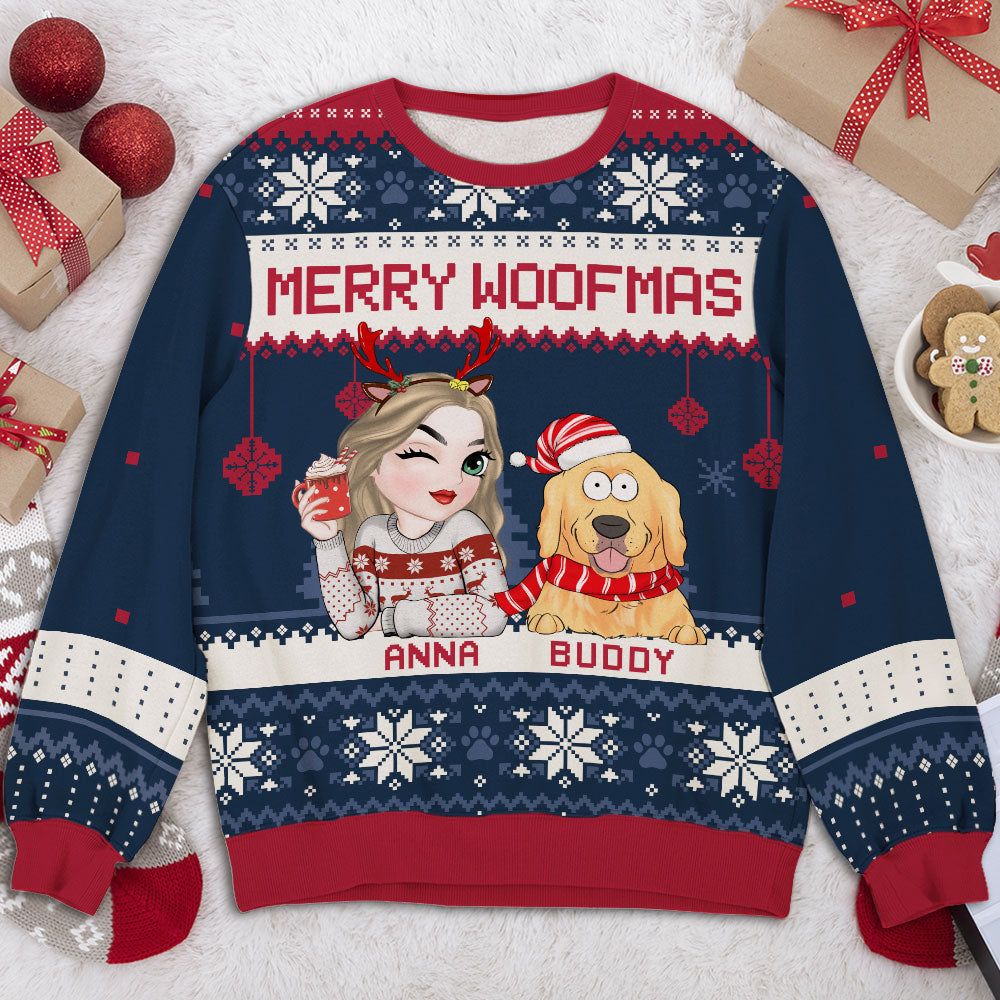 Merry Funny Woofmas - Personalized All-Over-Print Sweatshirt